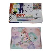Two Paint By Numbers Kits Butterflies Scenery Canvas Crafting Gift - £9.01 GBP