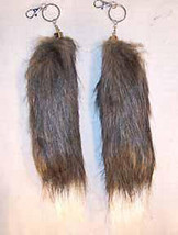 2 FOX TAIL KEY CHAIN DARK BROWN  WITH WHITE TIP foxs wild animal  novelt... - $6.64