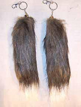 2 Fox Tail Key Chain Dark Brown With White Tip Foxs Wild Animal Novelty Tails - £5.30 GBP