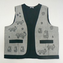 Whimsical Cats Woven Vest - Gray - Size (Small) (BN-VST101) - $39.00