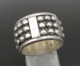 MEXICO 925 Silver - Vintage Beaded Square Pattern Band Ring Sz 7 - RG24536 - £68.13 GBP