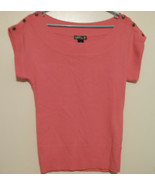 Mandee Women&#39;s Top Wide Neck Pink Salmon Acrylic Size Medium Cap Sleeve - $8.61 CAD
