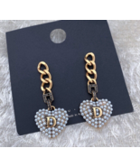 NYU NYU Pearl Heart Earrings Drop **Made in Korea New - $13.02 CAD