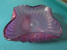 Square Purple BOWL/CENTERPIECE Rays Ruffled Borders - £73.80 GBP