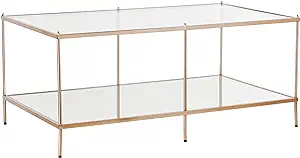 Knox Glam Mirrored 2-Tier, Coffee Table, Gold, 42.25&quot;W X 24&quot;D X 19&quot;H - $289.99