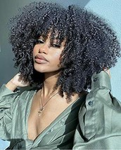 RunM Short Curly Afro Wig With Bangs for Black Women Kinky Curly Hair Wig - £38.36 GBP+