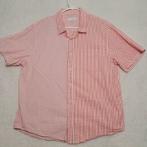 Free Assembly Mens Seersucker Shirt Size 2XL XXL Pink Striped Short Sleeve - £10.91 GBP