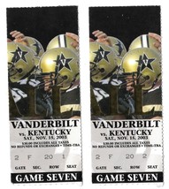 2 Vanderbilt Commodores Vs Kentucky Wildcats 2003 Football Game Ticket Stubs - £10.17 GBP