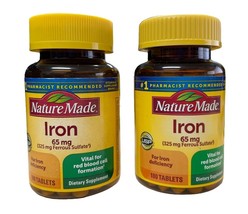 Nature Made Iron 65 mg (from Ferrous Sulfate) 180 Tablets Exp 2025 Pack of 2 - $21.77
