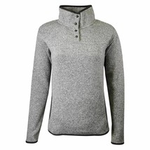 Eddie Bauer Women&#39;s Gray Fleece 2.0 Snap Mock Neck Sweater - £13.03 GBP