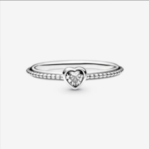 Authentic 925 Sterling Silver Simple Heart Zirconia Ring - FAST SHIPPING!!! - £14.38 GBP