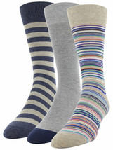 George Men&#39;s Fashion Crew Dress Socks 3 Pair Shoe Size 6-12  Oatmeal Str... - £10.84 GBP