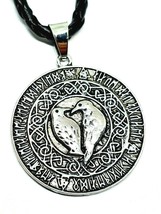 Raven Necklace Pendant Odin&#39;s Hugin Munin All Father Viking Norse Rune - £5.47 GBP