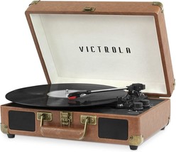 Victrola 3-Speed Vintage Portable Bluetooth Record Player With, Brw; Brown. - £50.15 GBP