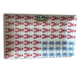 Tommy Bahama Melamine Platter Americana Red White Blue lobster Crab New - $36.99