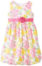 Younghearts Little Girls&#39; Dress With Flowers and Rosette Optic White Size 4 - £8.21 GBP