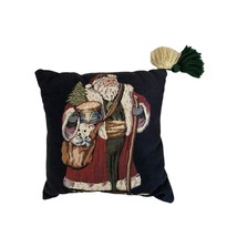 Vintage Santa Claus Christmas Throw Pillow 13x13 Tapestry / Needlepoint - $19.79