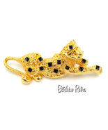 Contemporary Cheetah Brooch With Black Enamel Squares Modernist Playful ... - $246.07 MXN