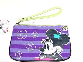Disney Minnie Mouse Wristlet Handbag Wallet Purple Green Theme Parks - $24.95