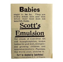 Scott&#39;s Emulsion Fat Baby Medicine 1894 Advertisement Victorian Medical ... - $369.57 MXN