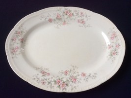 VTG Homer Laughlin porcelain B 46 N 6 rose flower oval serving platter 11.5&quot; USA - £27.09 GBP