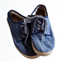 Toms Lightweight Blue Denim Looking White Diamond Tied Fasion Sneakers Size 7.5 - £20.12 GBP
