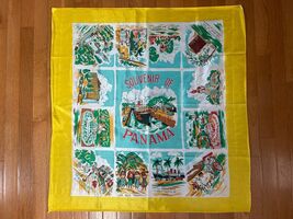 Vintage Panama Souvenir Scarf Wrap Shawl Travel 31 X 33 Colorful Plaza S... - $15.99