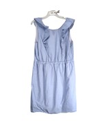 J Crew Blue Cotton Ruffle Dress Sz 14 Sleeveless Knee Length Peasant Cot... - €21,40 EUR