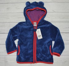 NEW Infant 18m QT BABY Soft Fleece Zip Up Hoodie Jacket Coat Bear Ears Blue Red - £12.82 GBP