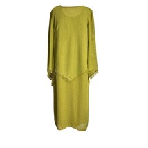 Studio C Womens 2 Piece Dress Top Size 16W Green Fringe Long Shift Lined - £19.42 GBP