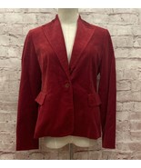 Valerie Stevens Womens Red Velvet Blazer Jacket Petite 4P Fitted $115 NEW - £30.67 GBP
