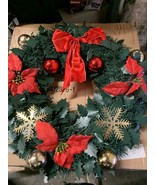 Mason 18&quot; Decorated PreLit Wreath Red Gold - £37.14 GBP