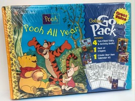 NEW Golden Books Pooh All Year Golden Go Pack 4-Books Crayons Calendar Kit 1998 - £26.75 GBP