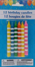 CRAYON CANDLES Birthday Cake Toppers Multicolor Stripes 3&quot;  12 /Pk - £2.33 GBP