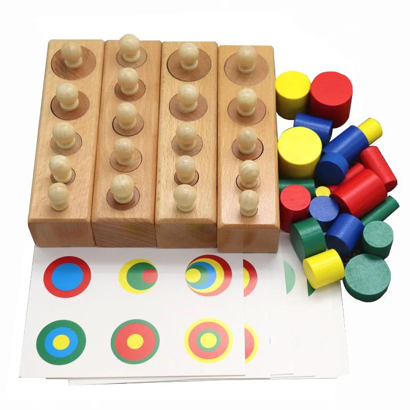 Montessori Educational Baby Wooden Toys Colorful Socket Cylinder Block Set For - £9.34 GBP+