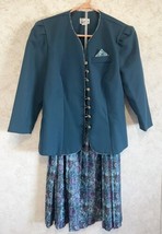 Good Times Women&#39;s Vintage Suit Pleated Skirt &amp; Jacket Shoulder Pads Size 12 USA - £22.58 GBP