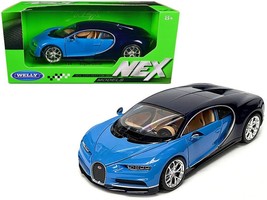 Bugatti Chiron Blue and Dark Blue Two-Tone &quot;NEX Models&quot; Series 1/24 Diec... - £29.89 GBP