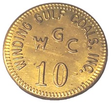 Winding Gulf Coals Inc West Virginia 10 Cent Brass Coal Scrip Token - £19.48 GBP