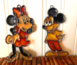 Disney Mickey &amp; Minnie Mouse 5' Stained Glass Suncatchers Disney Makit B... - $22.74