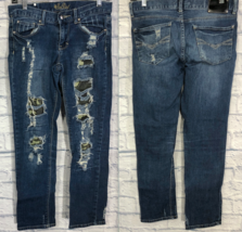 Womens Red Rivet Well Distressed Stretch Blue Jeans Size 5 - $14.58