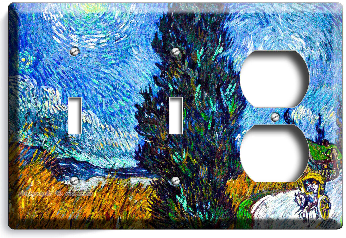 VAN GOGH PROVIDENCE COUNTRY ROAD BY NIGHT LIGHTSWITCH OUTLET WALL PLATE ROOM ART Item image 10