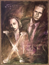 X-Files Original Art Painting On Canvas ~ Scully &amp; Mulder Unknown Artist - £78.88 GBP
