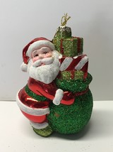 Santa Claus Christmas Tree Glass Ornament Kurt Adler Glitter - £7.03 GBP