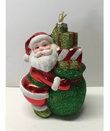 Santa Claus Christmas Tree Glass Ornament Kurt Adler Glitter - £7.03 GBP