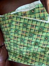 Green &amp; Yellow w Red Accents John Deere Deer Holiday Flannel Fabric Remn... - $9.49