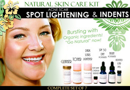 Natural Skin Care Kit For Acne Scar Spot Lightening and Pitted Scars Set of 7 - £150.20 GBP