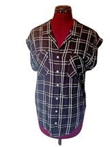 Jachs Girlfriend Shirt Women Short Sleeve Pockets Size Small Button Up Plaid - £15.60 GBP
