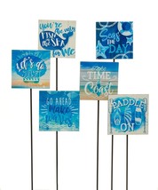 Nautical Garden Stakes Set of 6 Blue with Sentiments Sea Inspired 23" High