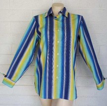 Foxcroft 4 Wrinkle Free Classic Fit Colorful Striped Long Sleeve Cotton Blnd Top - £10.12 GBP