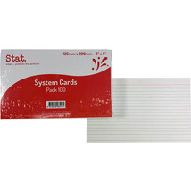 Stat Ruled System Cards 100pk (White) - 8x5&quot; - £25.05 GBP